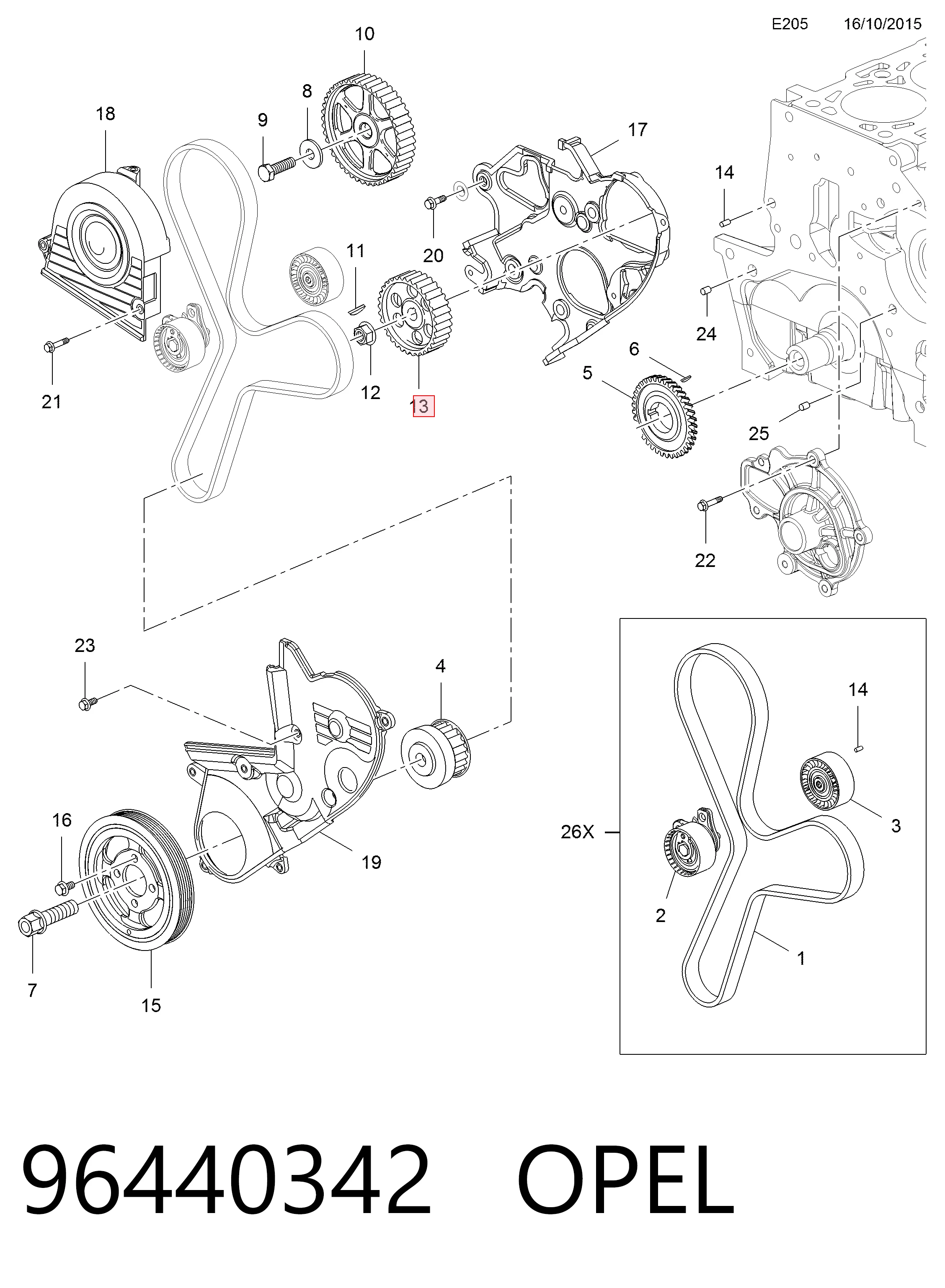 Roda dentada de engrenagem de cadeia da Bomba de Combustível de Pressão Alta Peugeot/Citroen 96440342 preço, a partir de 16,77 USD