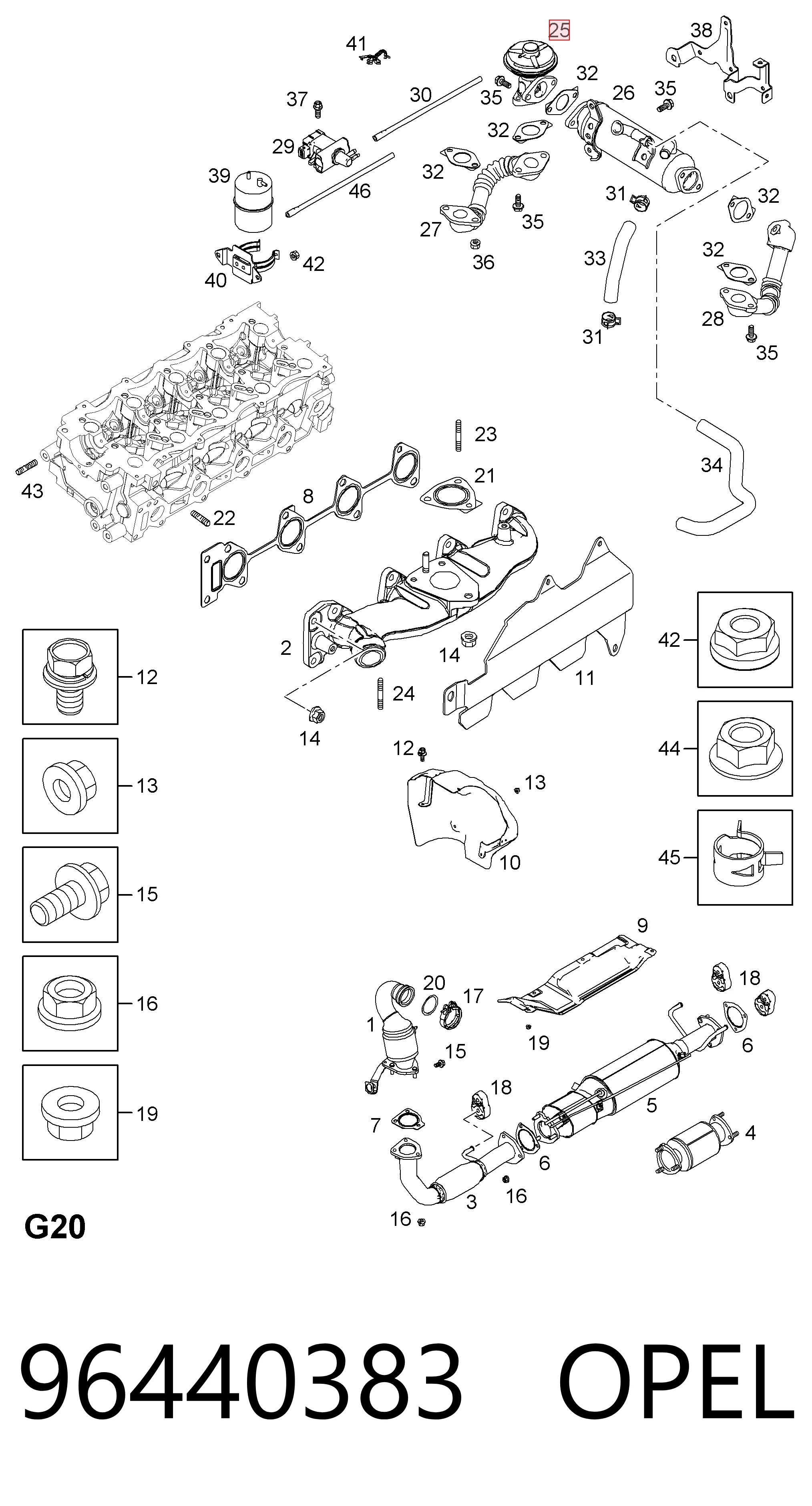 96440383 Peugeot/Citroen Válvula EGR de recirculação dos gases