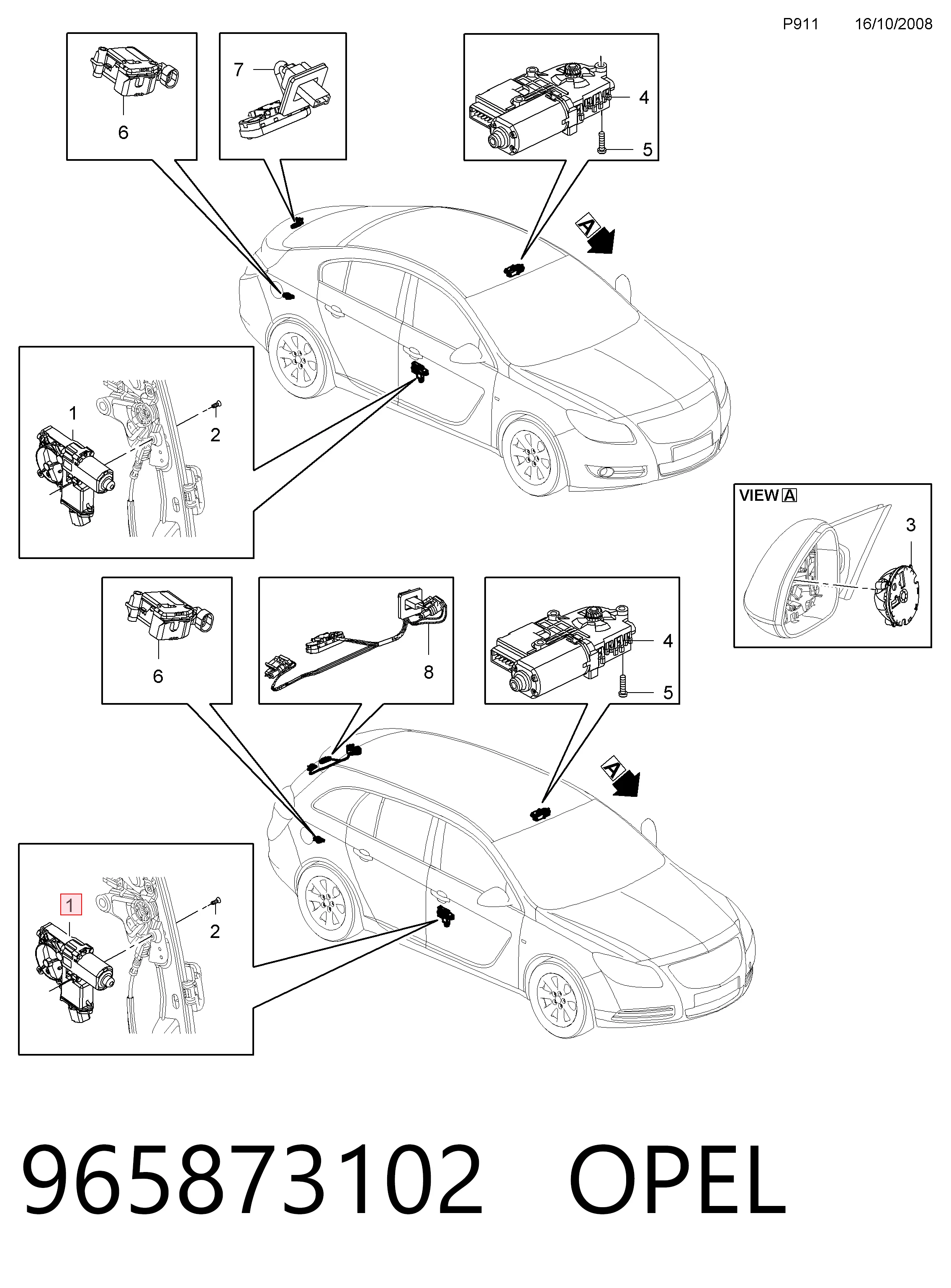  Mecanismo de acionamento de vidro da porta dianteira direita Opel Insignia A sedan (G09) (2008 - 2017) A