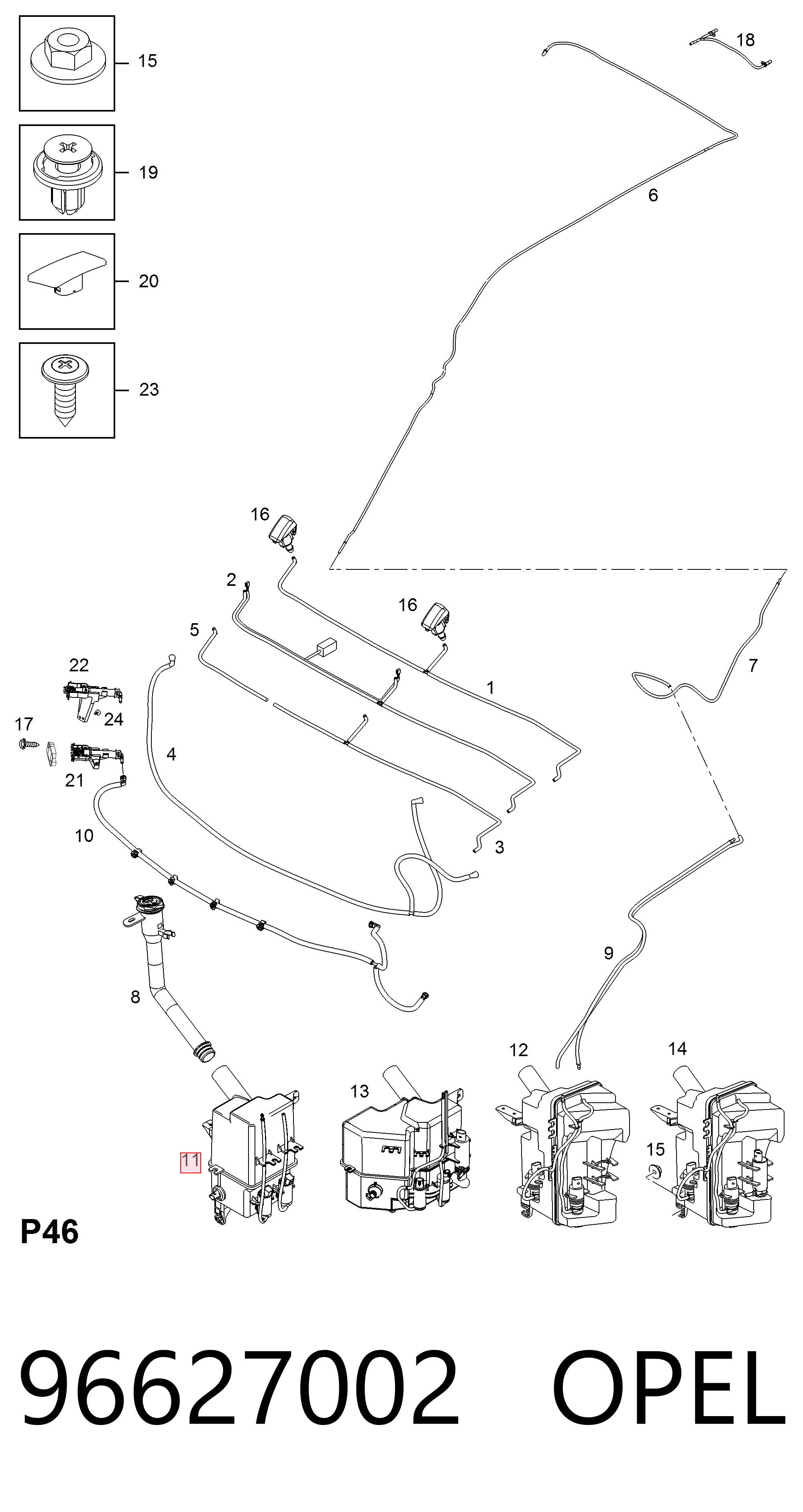  Tanque de fluido para lavador de vidro Chevrolet Captiva I SUV (C100) (2006 - 2010) I