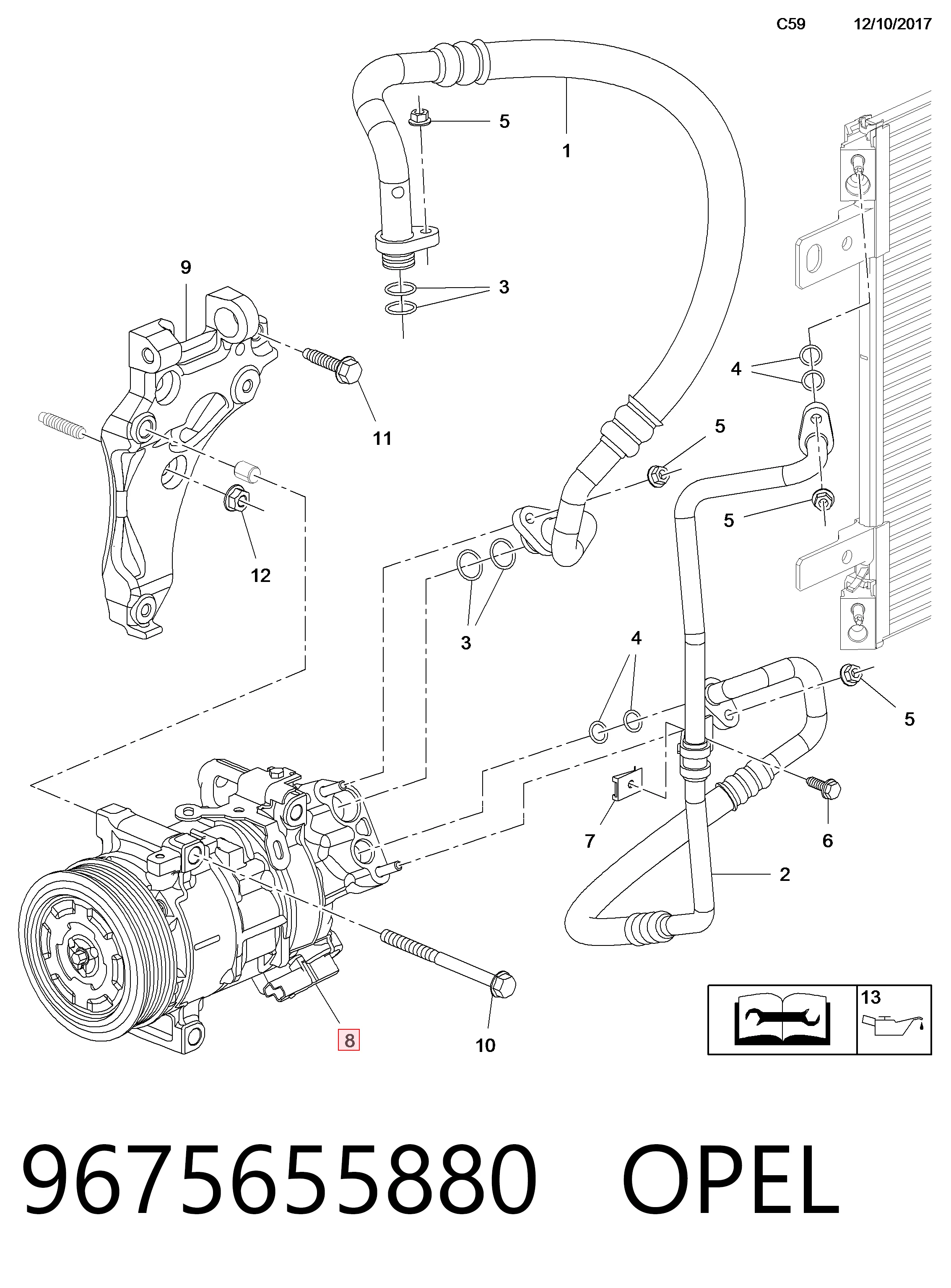 9675655880 Opel Compressor de aparelho de ar condicionado