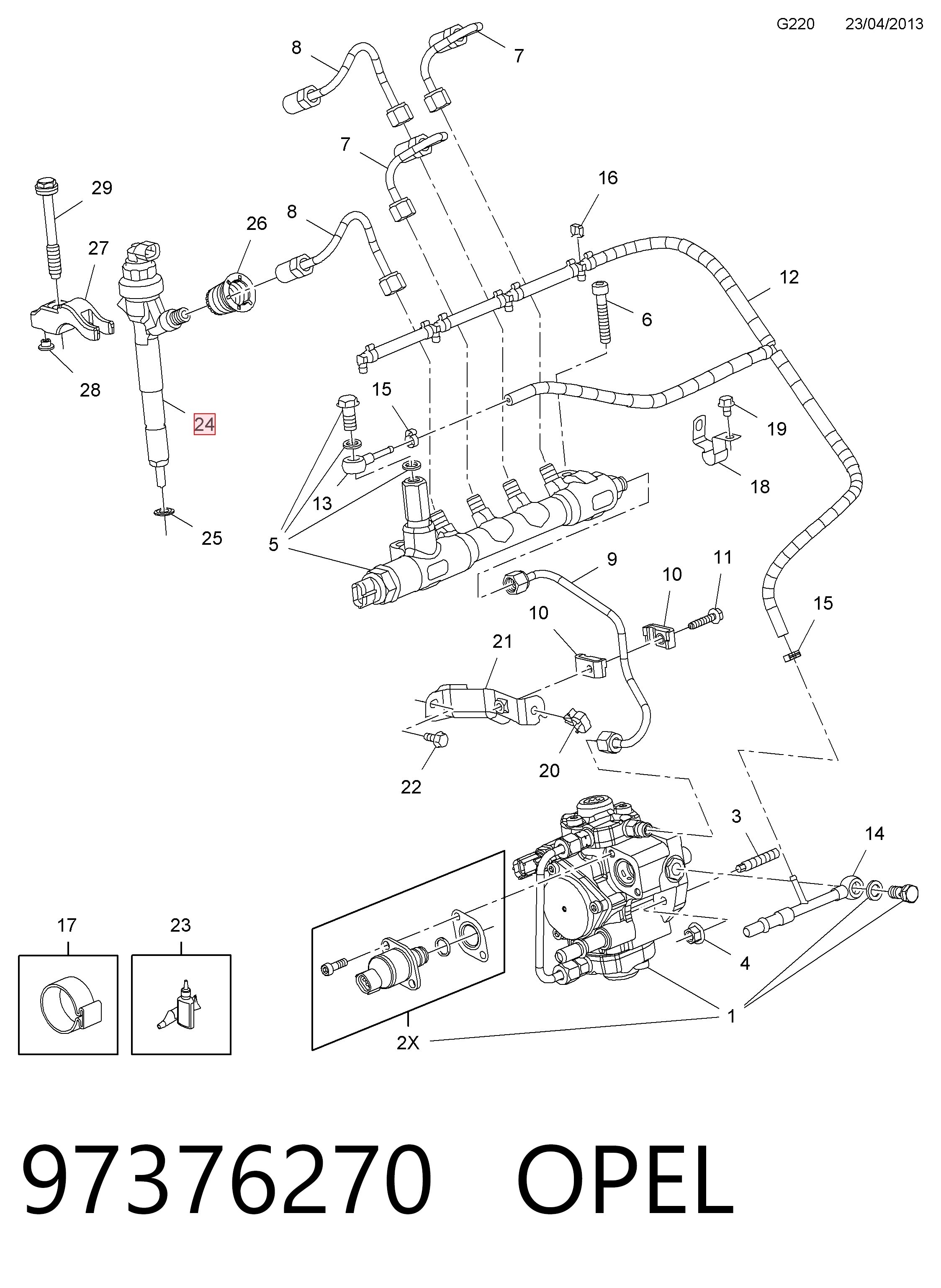 97376270 Opel Injetor de injeção de combustível