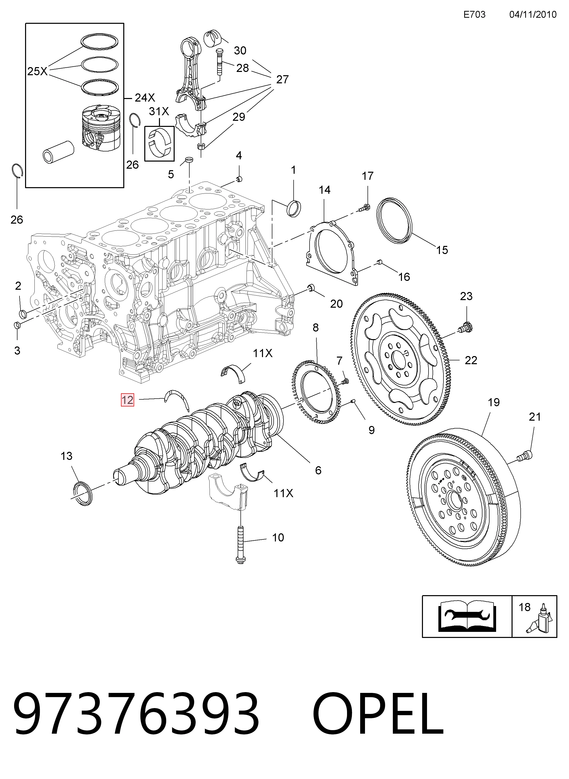 Semianel de suporte (de carreira) de cambota, STD, kit TW1626ASTD Kolbenschmidt