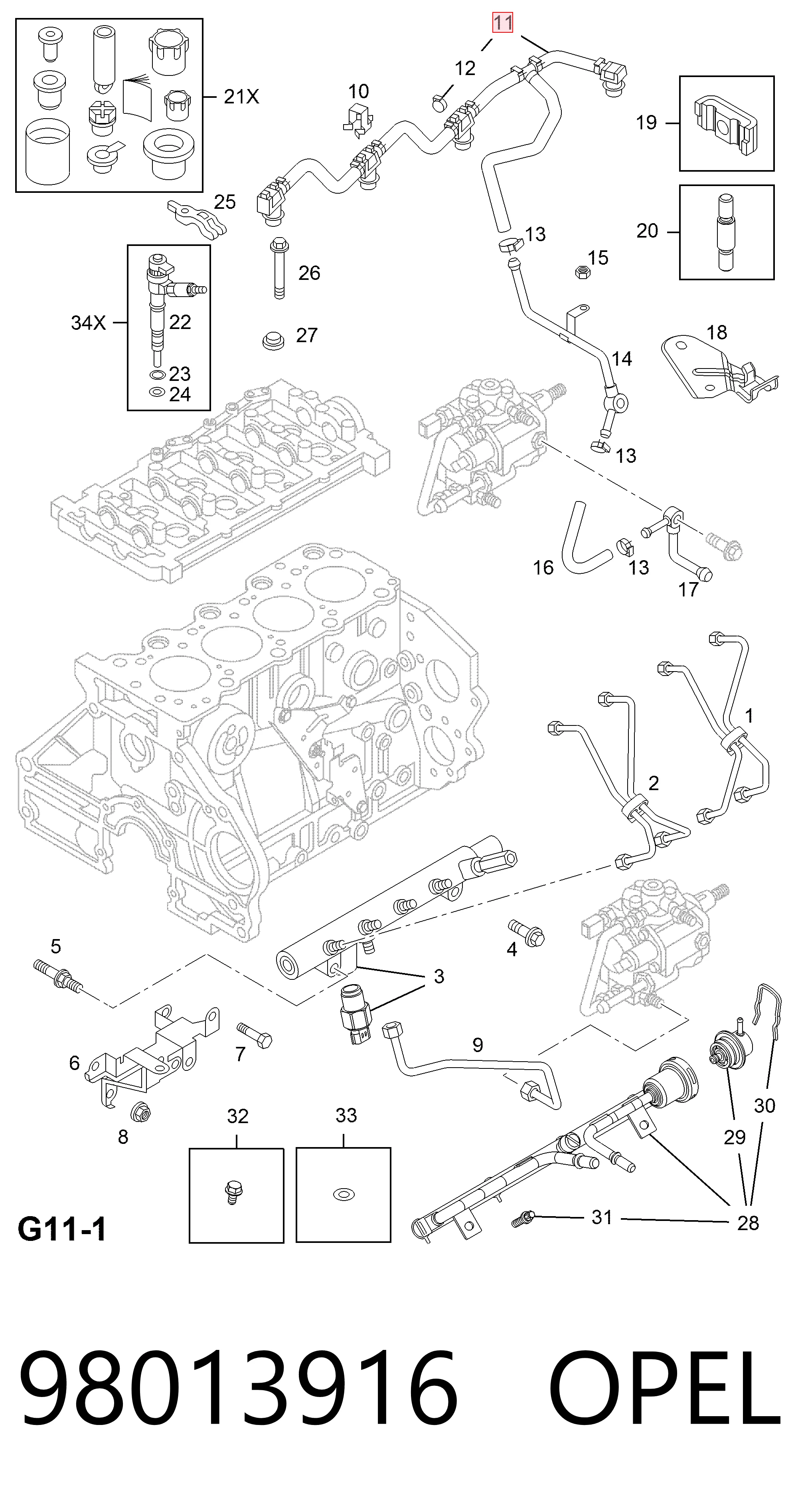 Tubo de combustível, inverso desde os injetores 98134951 Peugeot/Citroen