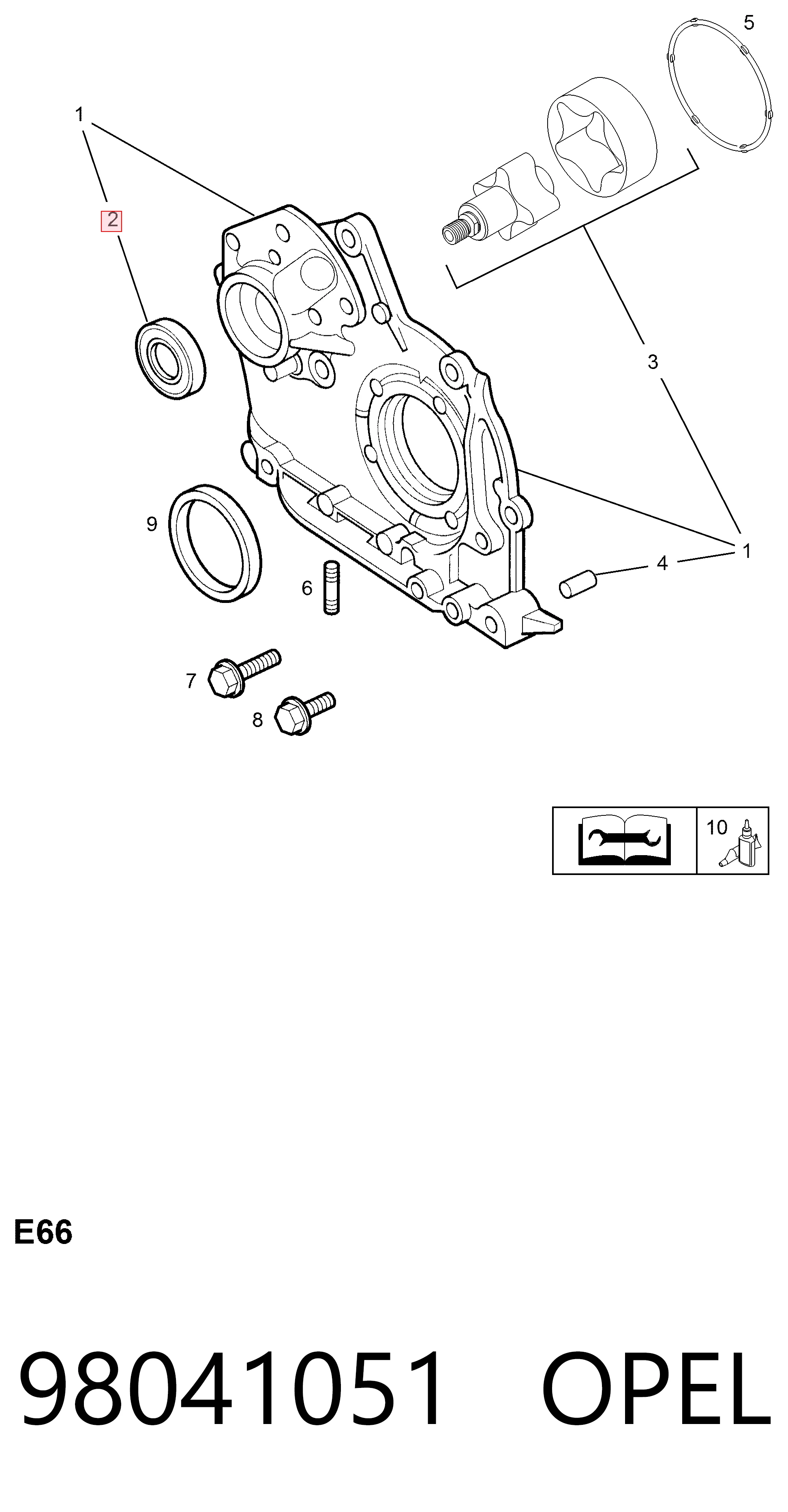 98041051 Peugeot/Citroen Vedação de bomba de óleo de motor