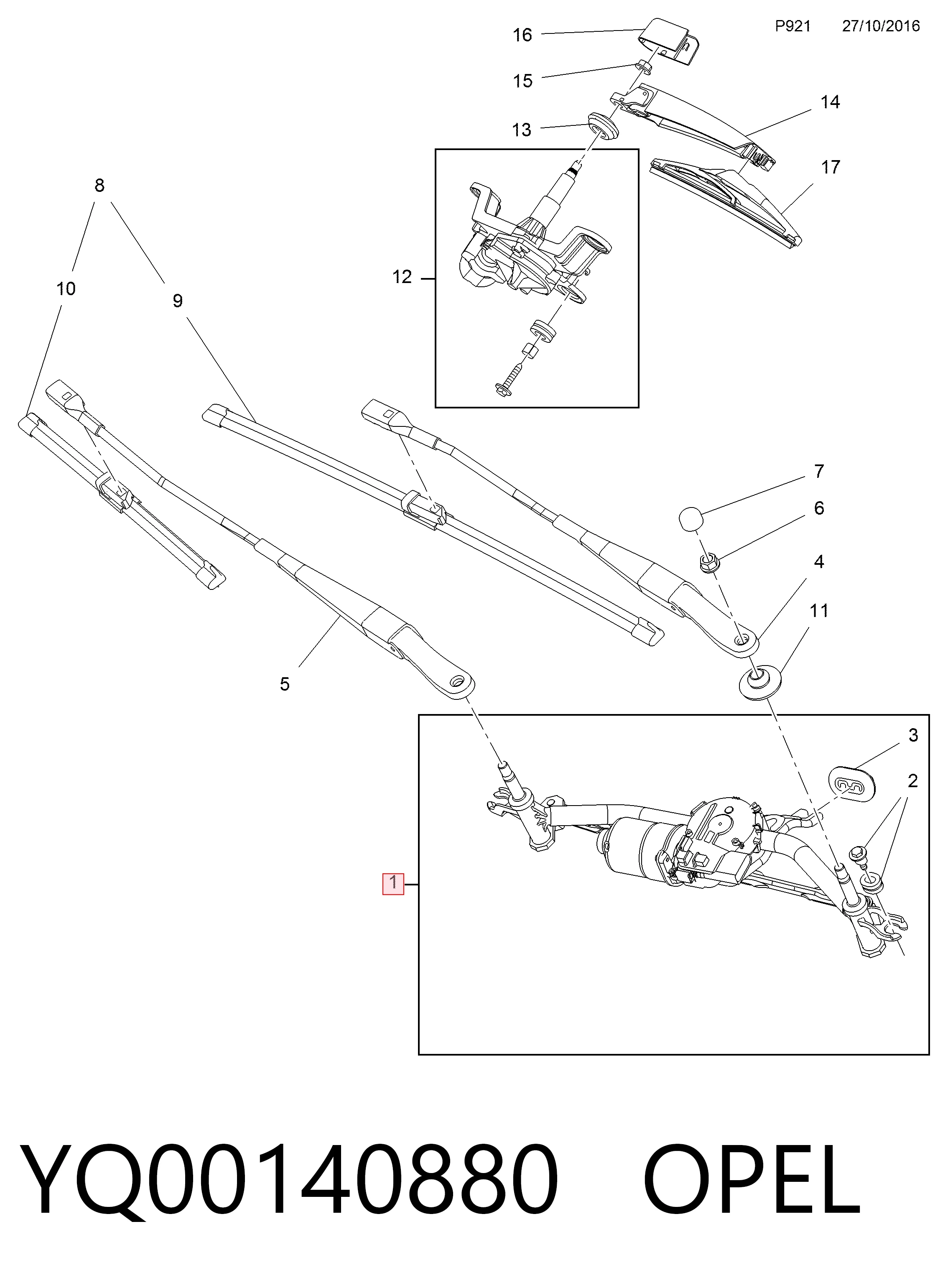 Trapézio de limpador pára-brisas 3397021919 Opel