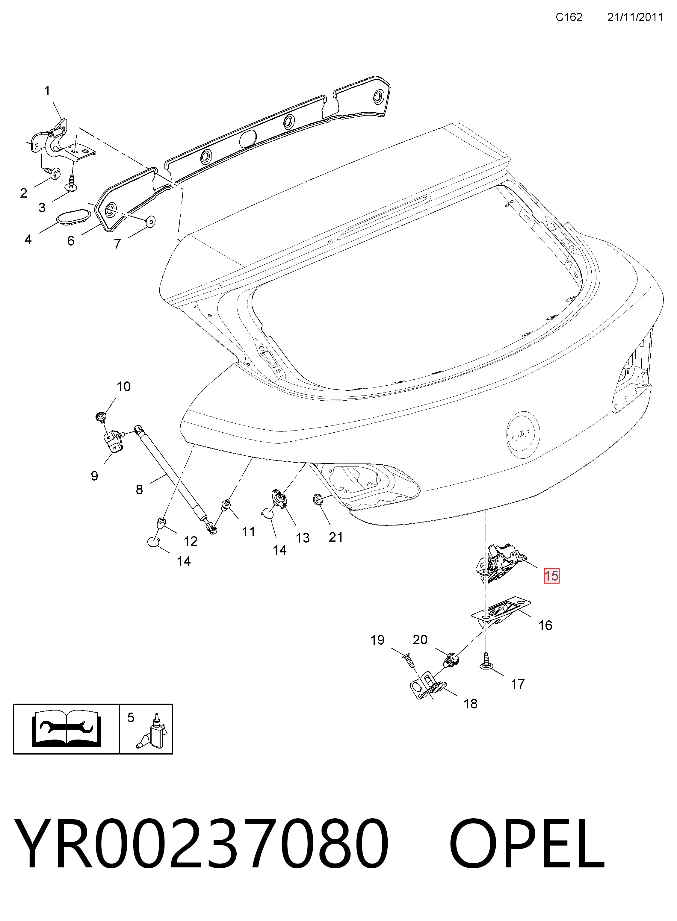 Fecho de tampa de porta-malas (de 3ª/5ª porta traseira) Opel Mokka  J13 ao melhor preço