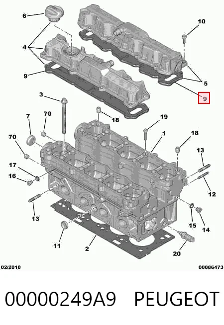 Vedante de tampa de válvulas de motor Glaser X8302800