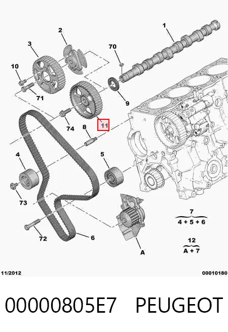 Engrenagem de cadeia da roda dentada da árvore distribuidora de motor para Citroen C5 I DC