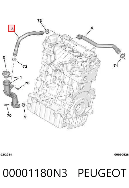 Cano derivado de ventilação de cárter (de separador de óleo) Citroen Jumpy II 