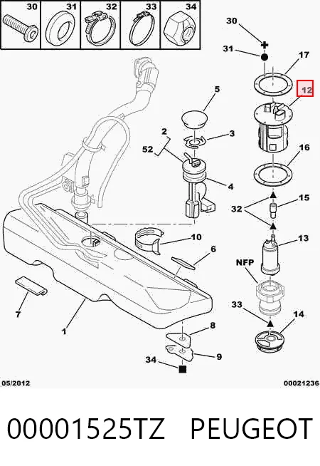 Módulo de bomba de combustível com sensor do nível de combustível Citroen C15  VD