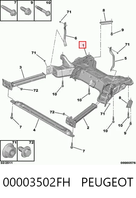 Viga de suspensão dianteira (plataforma veicular) Peugeot Partner II  ao melhor preço