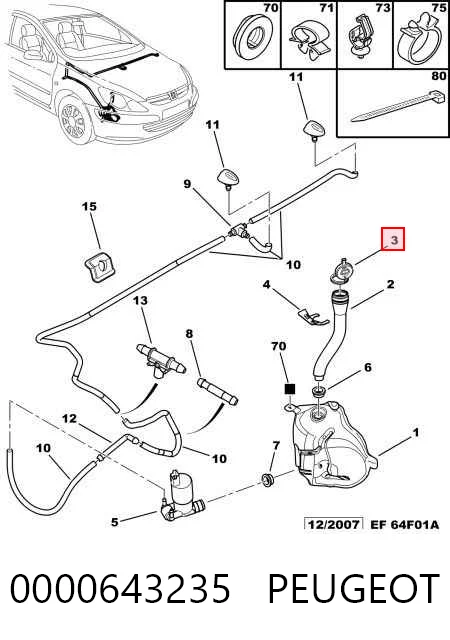 Tampa de tanque de fluido para lavador Citroen C8  EA, EB ao melhor preço