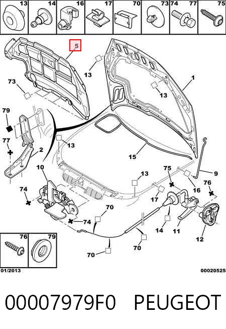 Isolamento de ruído da capota para Peugeot 206 SW 2E, K