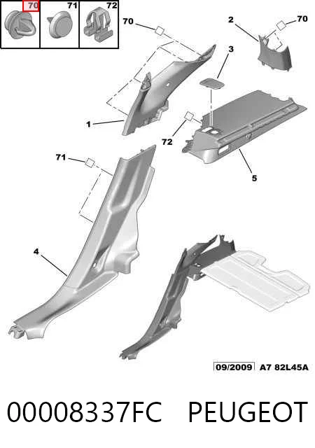 Compre Cápsula (prendedor) de fixação de revestimento de tampa de porta-malas Citroen C4 2
