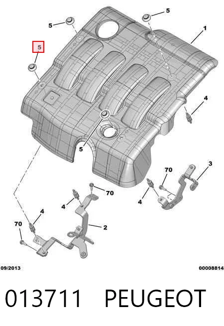 013711 Peugeot/Citroen Coxim de tampa decorativa de motor