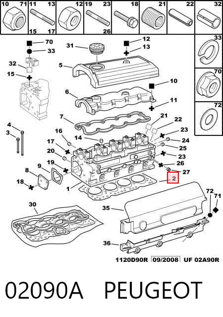 Vedante de cabeça de motor (CBC) Fiat/Alfa/Lancia 99432354 preço, a partir de 31,68 USD