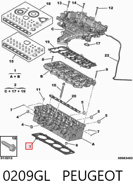 Vedante de cabeça de motor (CBC) para Honda Accord VIII CW