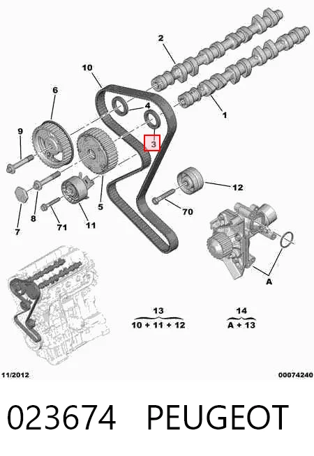 023674 Peugeot/Citroen Vedação da árvore distribuidora de motor