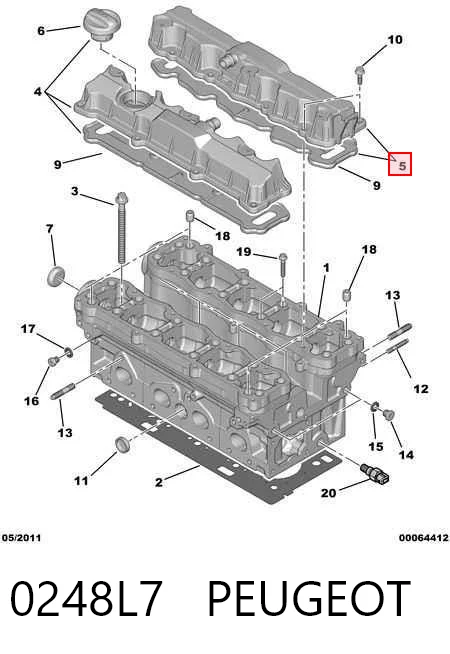 0248L7 Peugeot/Citroen Tampa de válvulas direita