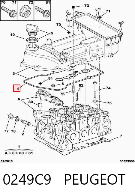 Vedante de tampa de válvulas de motor 11213B1020 Daihatsu
