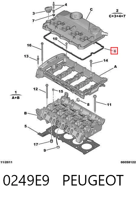 Vedante de tampa de válvulas de motor Fiat/Alfa/Lancia 9662221680