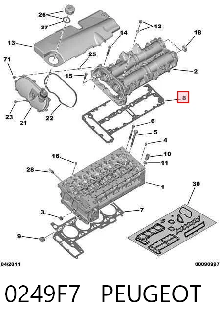 Vedante de tampa de válvulas de motor para Citroen Jumper  250
