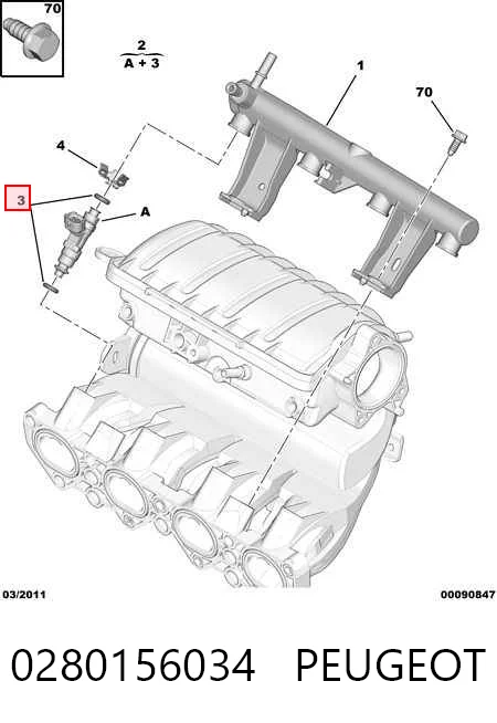 0280156034 Peugeot/Citroen Injetor de injeção de combustível