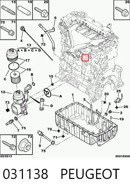 031138 Peugeot/Citroen Tampão de panela de motor