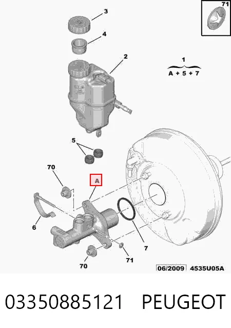 Cilindro mestre do freio Citroen C5  III  RW