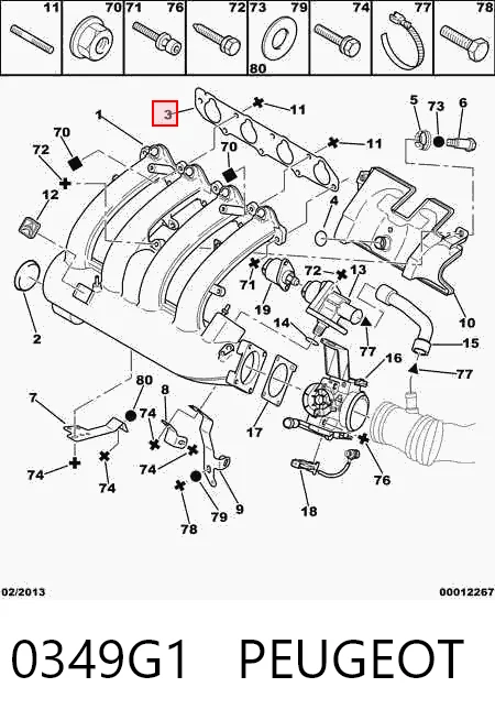 Vedante de tubo coletor de admissão Peugeot 406  8B