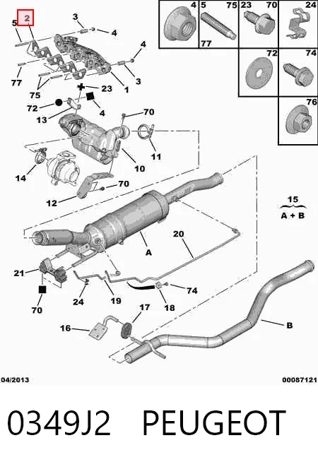 Vedante de tubo coletor de escape para Peugeot Expert  224
