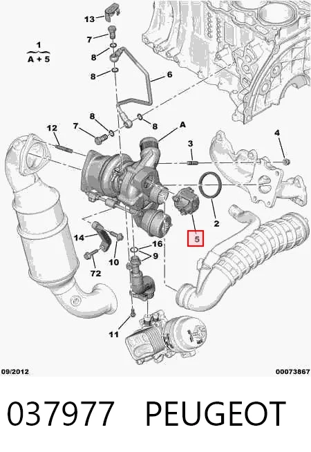 037977 Peugeot/Citroen Válvula de recirculação de ar supercompressão de turbina
