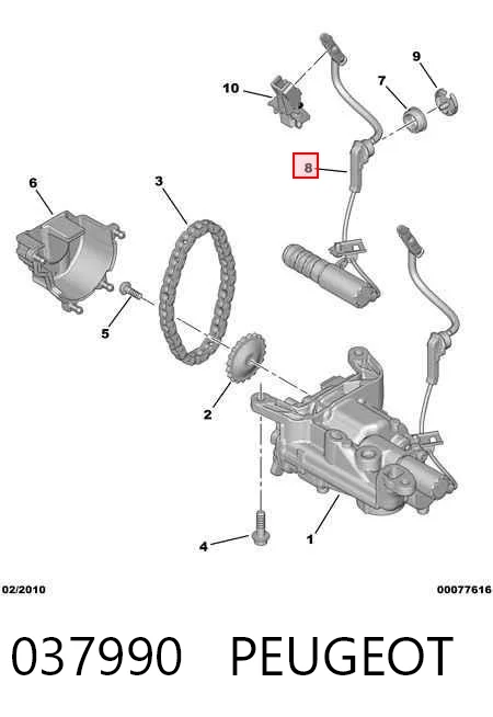 037990 Peugeot/Citroen Válvula de regulação de pressão de óleo