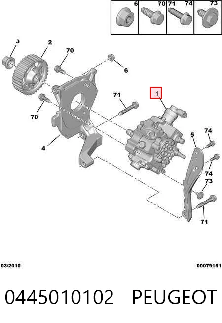 0445010102 Peugeot/Citroen Bomba de combustível de pressão alta