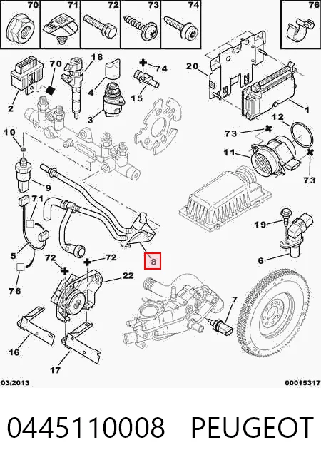 0445110008 Peugeot/Citroen Injetor de injeção de combustível