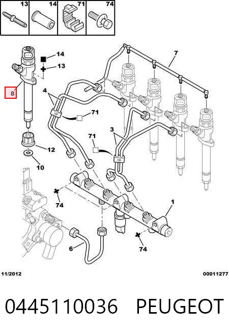 0445110036 Peugeot/Citroen Injetor de injeção de combustível
