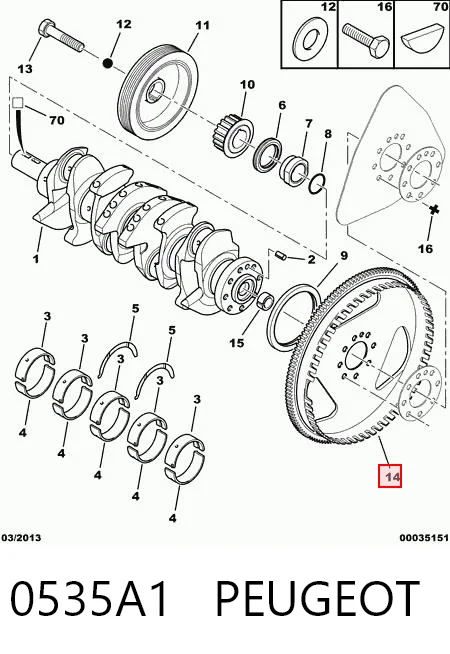 Coroa de volante para Peugeot 307 3H