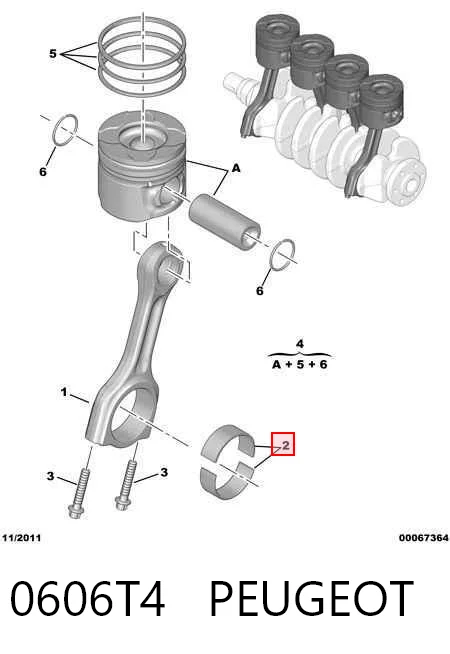 Folhas inseridas de cambota de biela, kit, padrão (STD) 61516500 NE/NPR