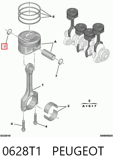 0628T1 Peugeot/Citroen Pistão do kit para 1 cilindro, STD