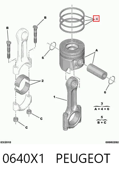 Anéis do pistão do compressor para 1 cilindro, STD Mitsubishi MN982121