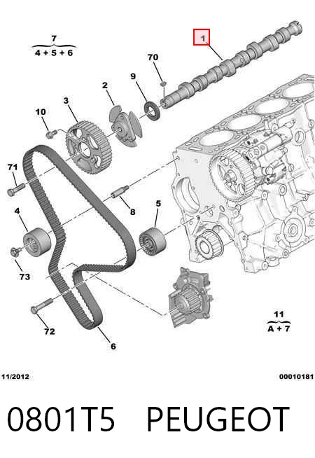Árvore distribuidora de motor para Citroen C4 I LC