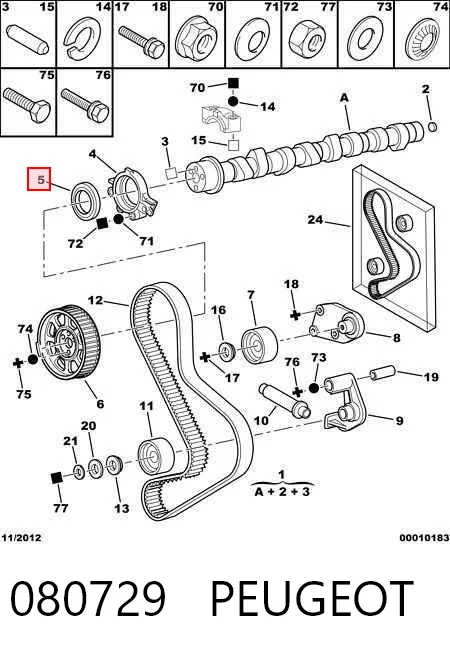  Vedação dianteira de cambota de motor Ford Fiesta Mk7 hatchback (2017 - 2026) Mk7