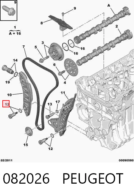 082026 Peugeot/Citroen Cadeia do mecanismo de distribuição de gás, kit