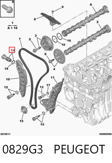 0829G3 Peugeot/Citroen Reguladora de tensão da cadeia do mecanismo de distribuição de gás