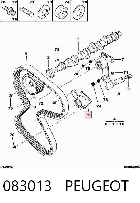083013 Peugeot/Citroen Rolo parasita da correia do mecanismo de distribuição de gás