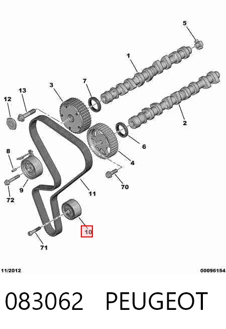 083062 Peugeot/Citroen Rolo parasita da correia do mecanismo de distribuição de gás