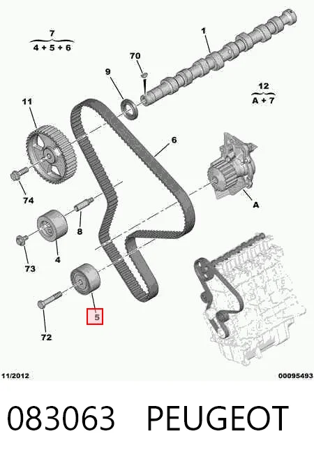 083063 Peugeot/Citroen Rolo parasita da correia do mecanismo de distribuição de gás