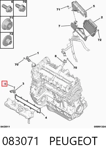083071 Peugeot/Citroen Parafuso do sistema de escape (do silenciador)