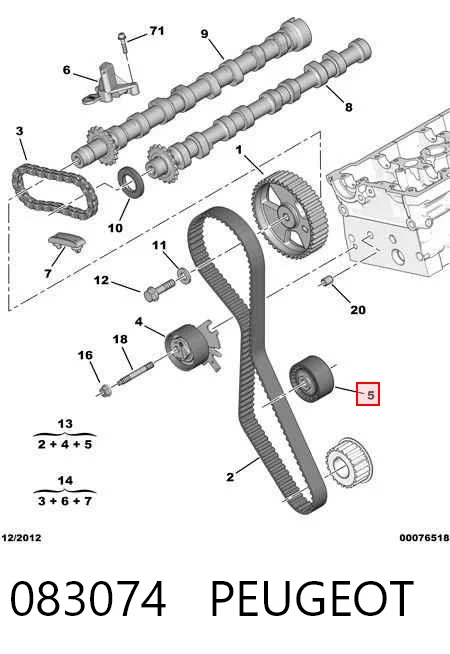083074 Peugeot/Citroen Rolo parasita da correia do mecanismo de distribuição de gás